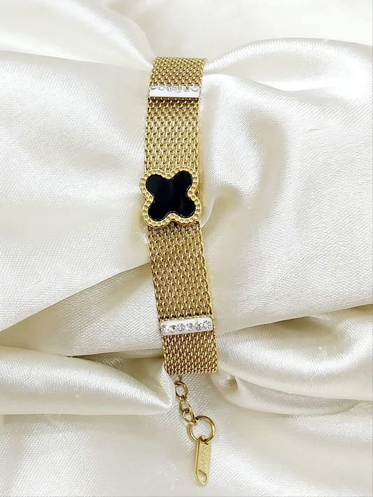 Elegant Gold-Toned Mesh Bracelet