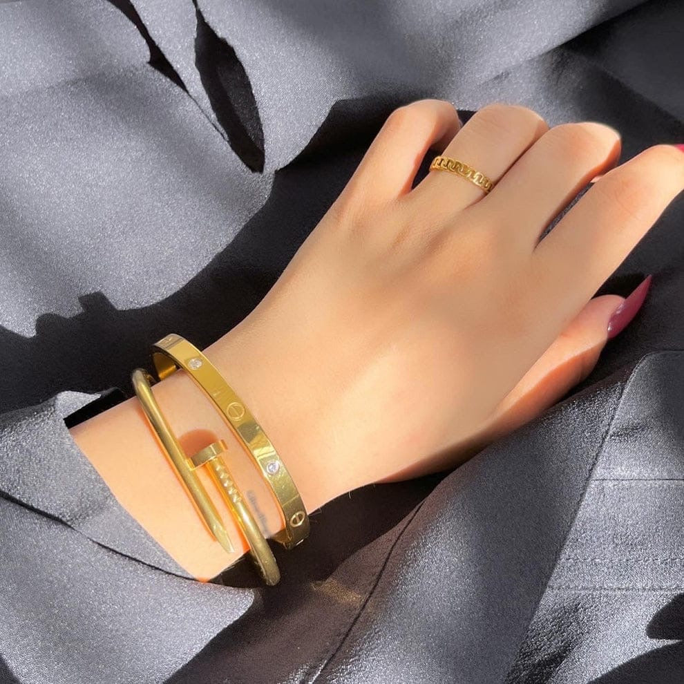 Cartier Neil Gold Bracelet with Signature Cartier Stone Bracelet