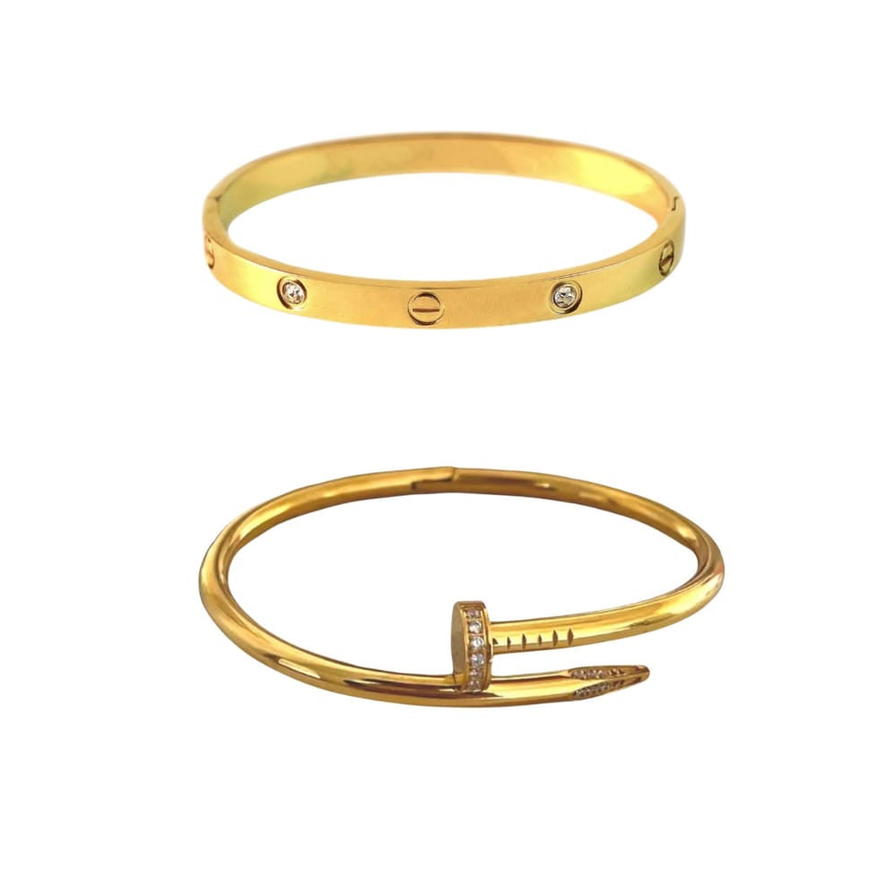 Cartier Neil Gold Bracelet with Signature Cartier Stone Bracelet