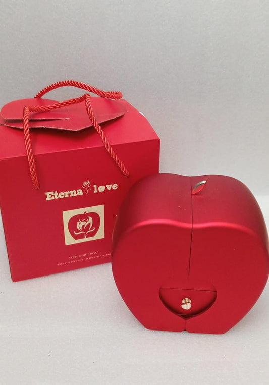 Romantic Apple-Shaped Jewelry Box with Eternal Rose
